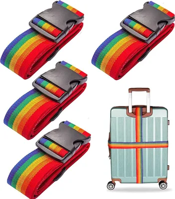 Produktbild von 4 Pcs Gepäckgurt Koffergurt, Koffergurt Gurt, Gepäckgurt Koffer, Koffer Gurte mit Schnalle für Reisesicherheit, Handtaschen, Gepäck, Tragetaschen, Aktentaschen, Karren
