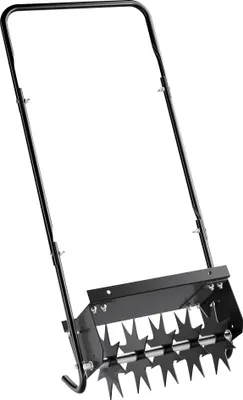 Image de Wiltec Aérateur de Gazon rotatif 5 pointes Noir Profondeur 2,5 pouces 44 x 20,3 x 100 cm 6,3 kg Lestage 15,8kg max. largeur de travail 16" Rouleau de jardin Outillage manuel jardin Perforateur pelouse