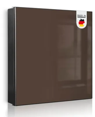 Produktbild von banjado Schlüsselkasten aus Metall, 30x30cm groß mit 32 Haken, als Magnettafel nutzbar, Korpus schwarz, Anschlag links, Schokobraun [SKG2-0021]