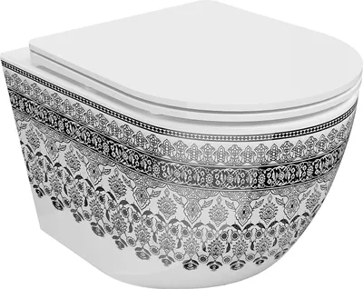 Immagine prodotto di Mexen Lena vaso WC Senza Brida con sedile a chiusura rallentata slim, duroplast, bianco/nero motivo - 30224095