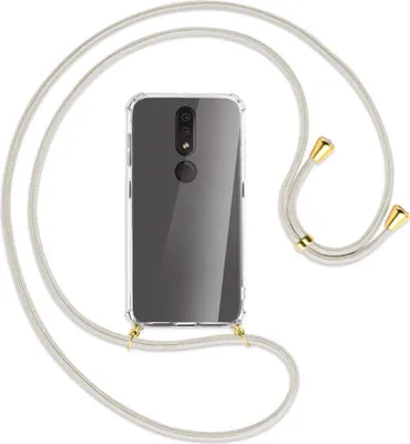 Produktbild von Handykette Backcover-Schutzhülle mit Band (Metall goldfarben) für Nokia 4.2 - broken white