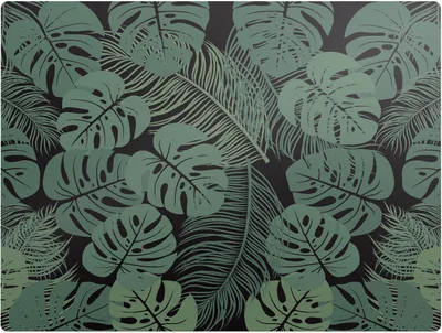Produktbild von Tropische Blätter – Bodenschutzmatte – Stuhlunterlage 120x90 cm – Rutschfest – Hartbodenmatte