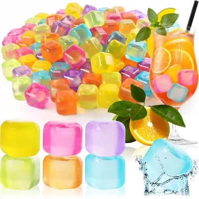 Produktbild von com-four® 120x wiederverwendbare Eiswürfel in tollen Farben, Party-Eiswürfel zum Kühlen von Getränken