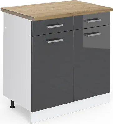 Obrázek produktu pro Spodní skříňka kuchyňské linky Vicco R-Line Antracitový vysoký lesk 80 cm , PD Dub, Model 46240
