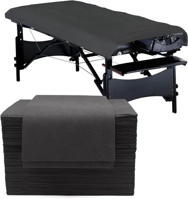 Zdjęcie produktu dla Pokrowiec na stół do masażu 80x180 cm, 50 sztuk, czarny, do masażu