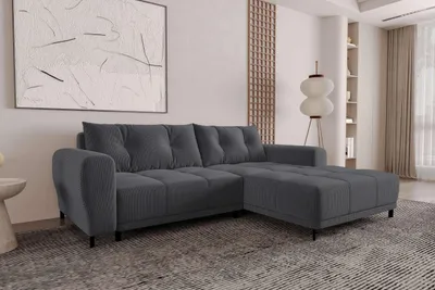 Produktbild von 99rooms Massimo Ecksofa Cordstoff POSO Graphit mit Schlaffunktion Rechts