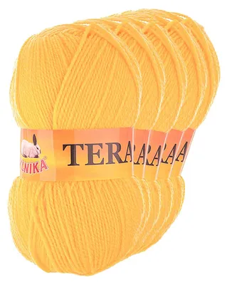 5 x 100g Strickgarn TERA Uni 026 maisgelb