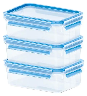 Produktbild von Emsa Clip & Close Frischhaltedosen 3er-Set á 0,55 l, blau