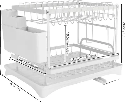 Immagine prodotto di Scolapiatti, design a 2 livelli, ventilazione efficiente, BIANCO