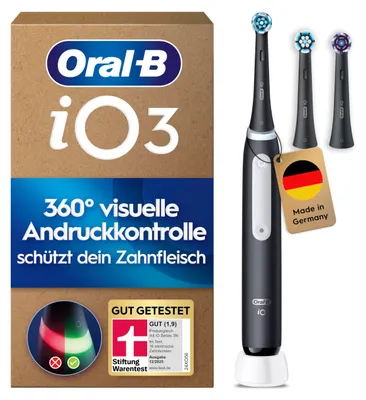 Obrázok produktu pre Elektrická zubná kefka Oral-B iO Series 3 Plus Edition — Elektrická zubná kefka, vrátane 3 náhradných kefiek, 3 režimy čistenia pre starostlivosť o zuby, navrhnutá spoločnosťou Braun, T