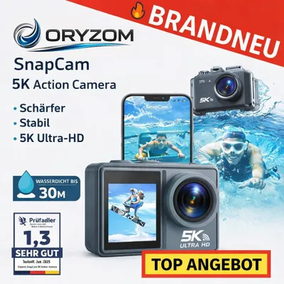 Immagine prodotto di Oryzom™ SnapCam 5K Action Camera 30MP WiFi Impermeabile Fotocamera grandangolare 170°