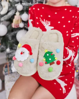 Produktbild von Royalfashion Weihnachtspantoffeln in beige Fertemse, Größe 38