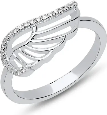 Produktbild von Unique Ring Flügeldesign 925er Silber Zirkonia SR0417