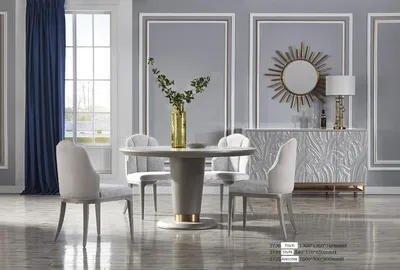Produktbild von Runder Esstisch aus Holz und Metall in modernem Design