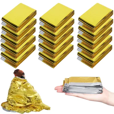 Produktbild von Rettungsdecke, 15 Stück, 210 x 130 cm, gold-silber, für Outdoor und Erste Hilfe