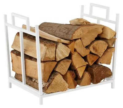 Produktbild von Relaxdays Kaminholzregal, Metall, HBT: 41x45x33 cm, Brennholzregal faltbar, für Feuerholz, Stapelholz & Brennholz, weiß