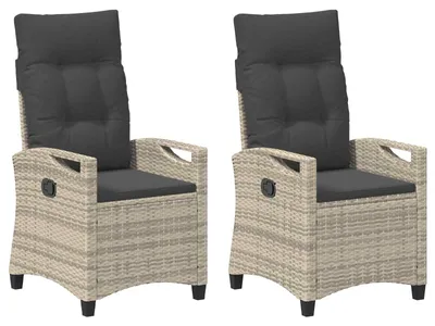 Image de vidaXL Chaise de jardin, lot de 2, gris clair et gris foncé, 56 x 60 x 112 cm