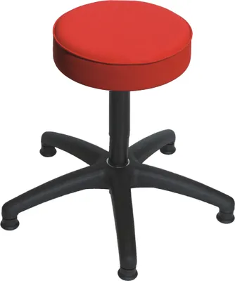 Produktbild von Drehhocker Indianapolis | Sitzhöhe 48-67cm | Ø 63cm | Tragfähigkeit 110kg | Kunstleder-Sitz | Kunststoff-Fußkreuz mit Gleiter | Feuerrot