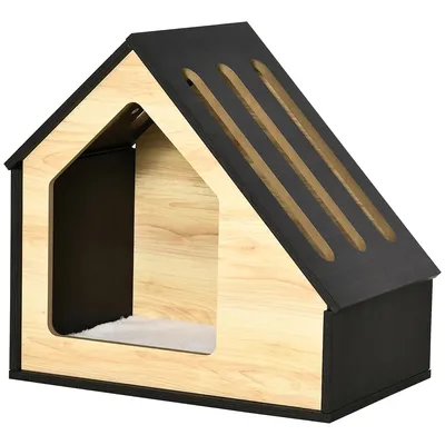 Produktbild von Hundehütte indoor mit Kissen – Hundehaus Katzenhaus 60x40x59,2 cm Braun