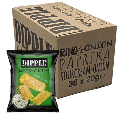 Produktbild von DIPPLE Mais Chips Sourcream 36x Beutel Snack Box Knabberartikel Großpackung
