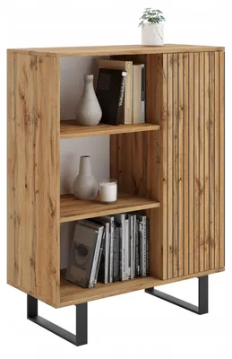 Image de Bibliothèque Fondi loft chêne artisanal -Reproduction à lattes