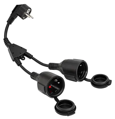 Produktbild von Doppelsteckdose für Steckdose – IP44 – Spritzwassergeschützt – 3500 W Leistung – Kompakter Stromverteiler für Garten – Balkon