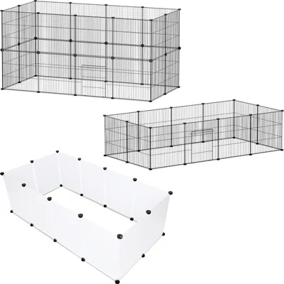 Image de Hengda Enclos libre Enclos grillagé Lapin DIY Parc Intérieur&Extérieur 24Pcs 35x35cm Noir