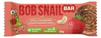 BATON JABŁKO - TRUSKAWKA - ORZECHY NERKOWCA BEZ DODATKU CUKRÓW 35 g - BOB SNAIL
