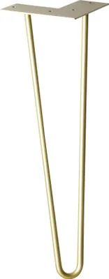 Produktbild von WAGNER Möbelbein HAIRPIN LEG Retro - 12 x 12 x 40 cm, Stahl, gold matt, Bein schräg & Anschraubplatte - 12824501