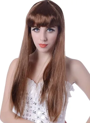 Obrázok produktu pre Gaštanovo hnedá parochňa s dlhými vlasmi a strapcami pre ženy