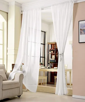 Transparente Vorhänge 2er-Pack, Leinenoptik, 140x145 cm, Weiß