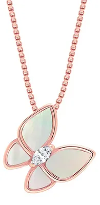 Produktbild von Bibei Damenhalskette mit Schmetterlingsanhänger, rosévergoldet, 925er Sterlingsilber BICLL016