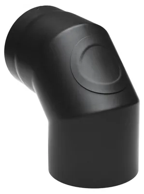 Produktbild von Raik Basic Rauchrohrbogen 180mm schwarz 90° mit Tür für Rauchrohr / Ofenrohr