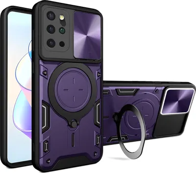 Produktbild von Handyhülle für Samsung Galaxy S20+ Dual-Layer Stoßfest Rüstung Hülle mit Dia Kameraschutz und Kreisförmig Ring Ständer Lila