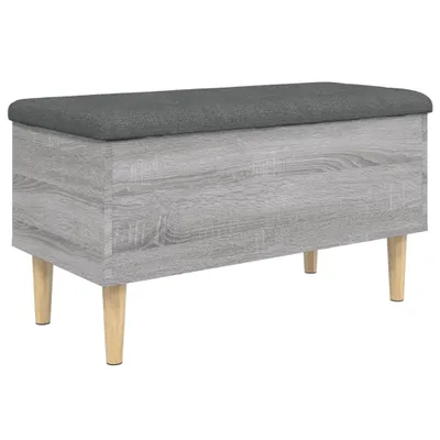 Image de Banc avec espace de rangement Gris Sonoma 82x42x46 cm Matériau dérivé du bois