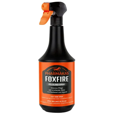 A black spray bottle with an orange trigger and label, featuring a horse silhouette.
