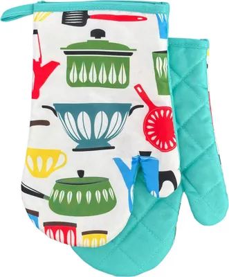 Obrázek produktu pro sada 2 magnetických kuchyňských rukavic, tepelně izolační, velikost 18x27cm, zelená, polyester
