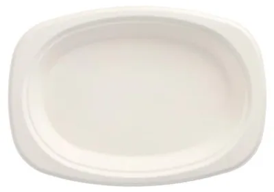 Produktbild von 50 Teller, Zuckerrohr "pure" oval 23 cm x 16 cm x 2 cm weiss