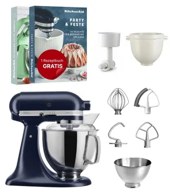 Produktbild von KitchenAid 4,8 L 5KSM175 Artisan Küchenmaschine Breadlover mit Getreidemühlenvorsatz + Brotbackschüssel Tintenblau