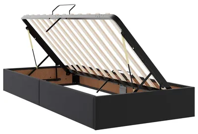 Image de vidaXL Coffre de lit avec espace de rangement, noir, 90 x 200 cm, similicuir