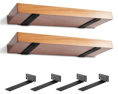 Image de Omgoods - Supports muraux robustes, lot de 4 pour étagères suspendues