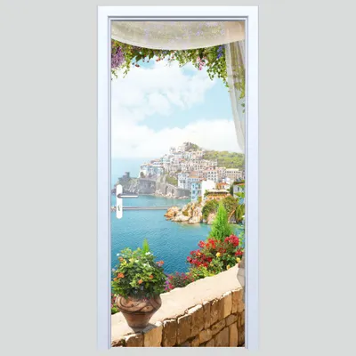 Produktbild von Stofftüraufkleber mit schöner Aussicht aus dem Fenster 300PD