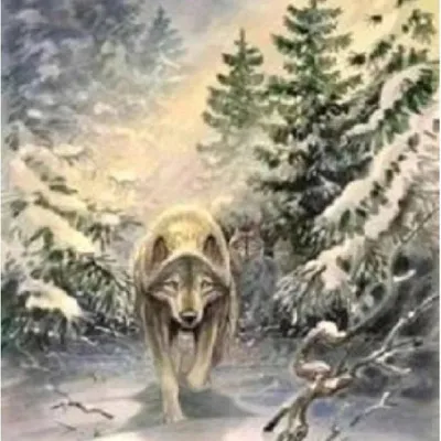 Produktbild von NORIMPEX Kleiner Ofen der Nummer Wolf im Wald 40x50cm