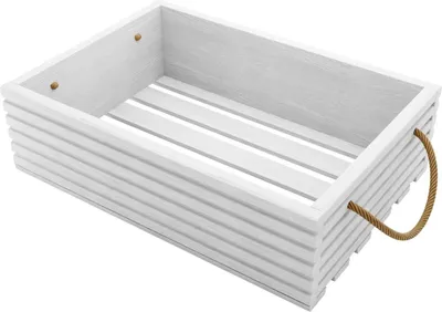 Obrázek produktu pro BOGATECO Přírodní dřevěná bedna | 50 cm x 35 cm x 14,5 cm | Dřevěná bedna | Dekorativní dřevěné bedny | Bedna na ovoce | Bedna na zeleninu | Dřevěná bedna pro skladování | Bedna | Bílá