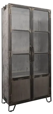 Produktbild von MASSIVMOEBEL24.DE Vitrine Mango 90x40x190 grau lackiert HEAVY INDUSTRY #123