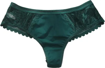 Produktbild von Damenunterhosen - Spitzen-Slips - Damen-Slips mit Spitze - Bequeme Brazilian-Slips - Einheitsgröße - Grün