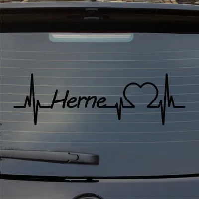 Produktbild von Heckscheibenaufkleber Herne Herzschlag Puls Stadt Liebe 55x17 cm Schwarz Matt Auto Aufkleber Sticker