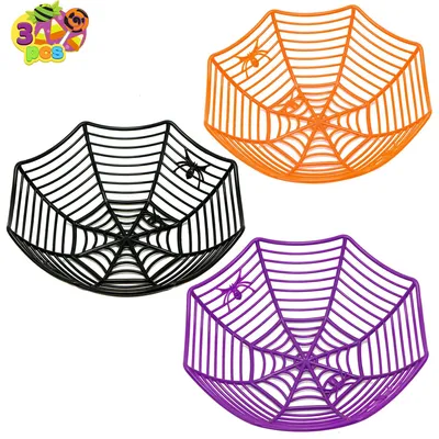 Produktbild von JOYIN 5 Halloween-Schalen aus Kunststoff mit Spinnennetz für Halloween, Süßes oder Saures, zum Mitnehmen von Süßigkeiten, Schalen zum Mitnehmen in die Hand, Party-Zubehör mit Spinnennetz-Motiv