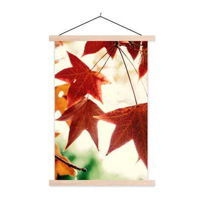 Produktbild von MuchoWow® Textilposter Herbstblätter - November - Natur - Bäume 60x90 cm mit holzfarbenen Rahmen - Textil