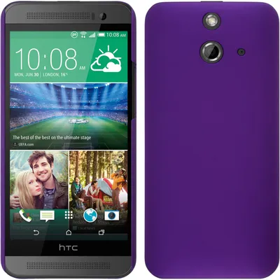 Produktbild von PhoneNatic Case kompatibel mit HTC One E8 - Hülle lila gummiert Hard-case + 2 Schutzfolien